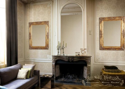 Classical adorned gold mirrors