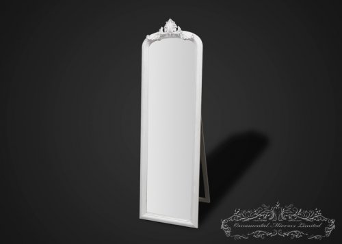 Ornate White Mirror with Stand
